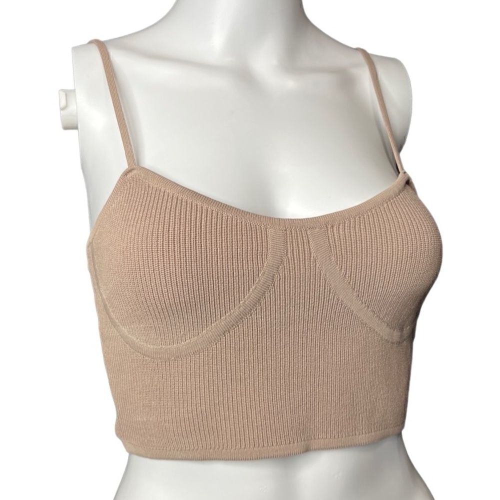 Signature8 Ribbed Bustier Crop Top Brown Size Small
